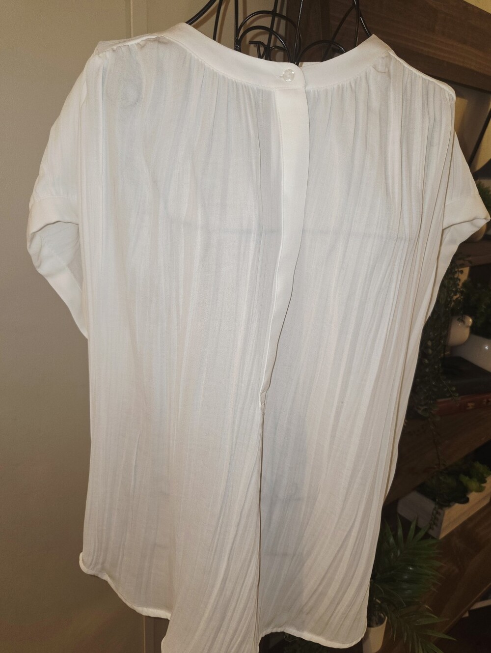 Simply Vera Vera Wang White Pleated Cap Sleeve Blouse Size L